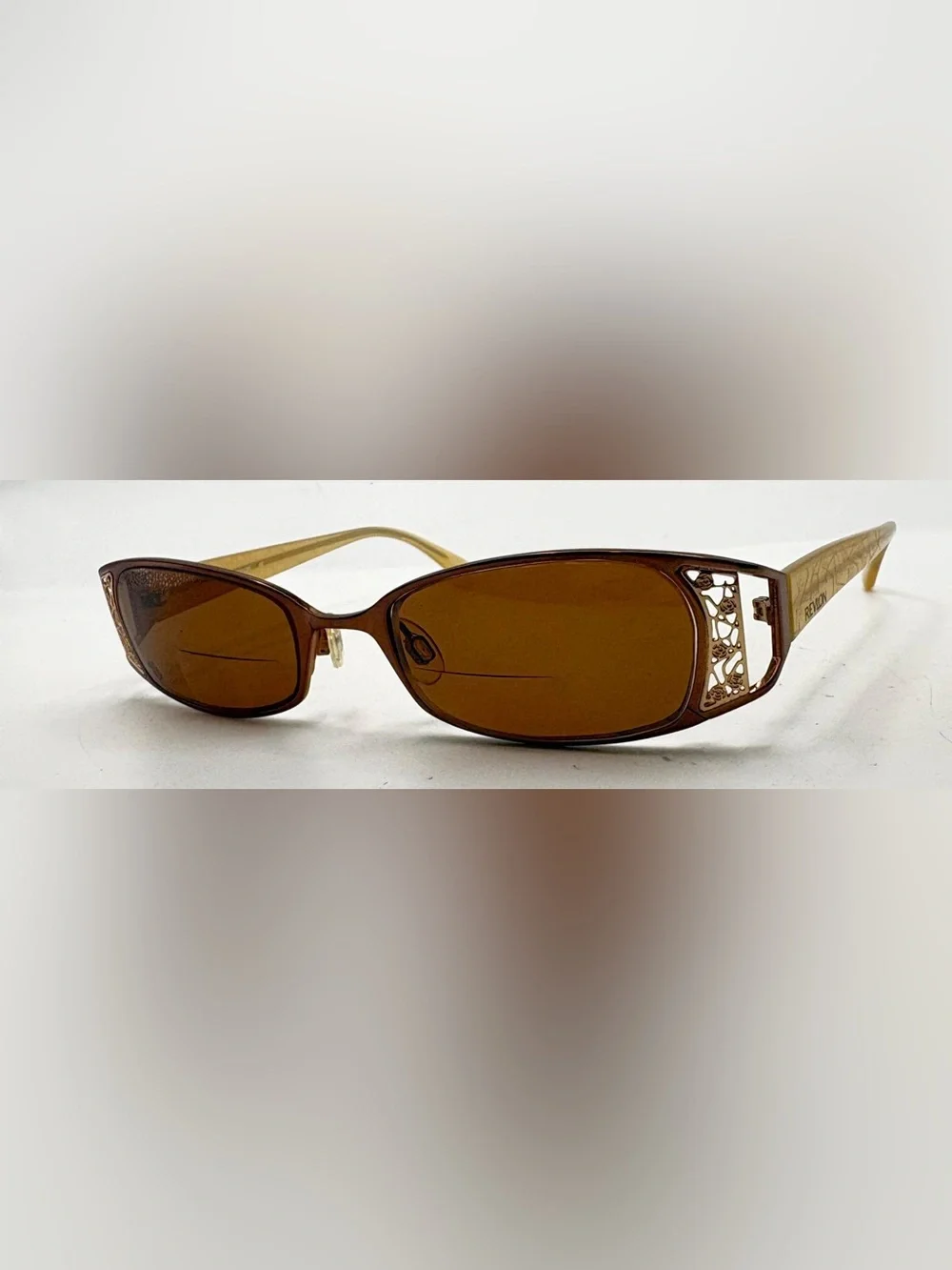Revlon RV553 Brown Oval Metal Sunglasses Frames Only